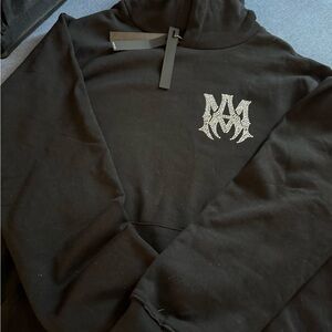 AMIRI Black Hoodie with Blue Embroidery